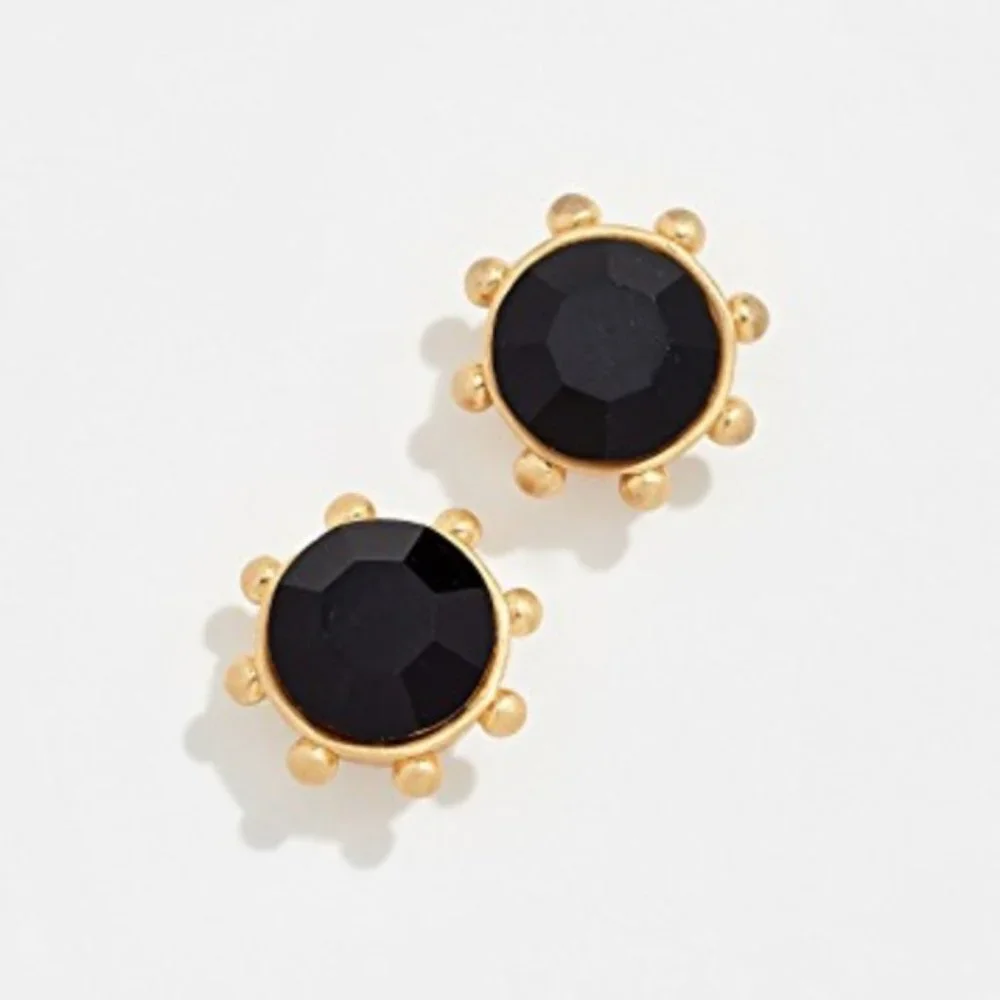 🖤 NEW Kate Spade Jet Flying Colors Bezel Stud Earrings